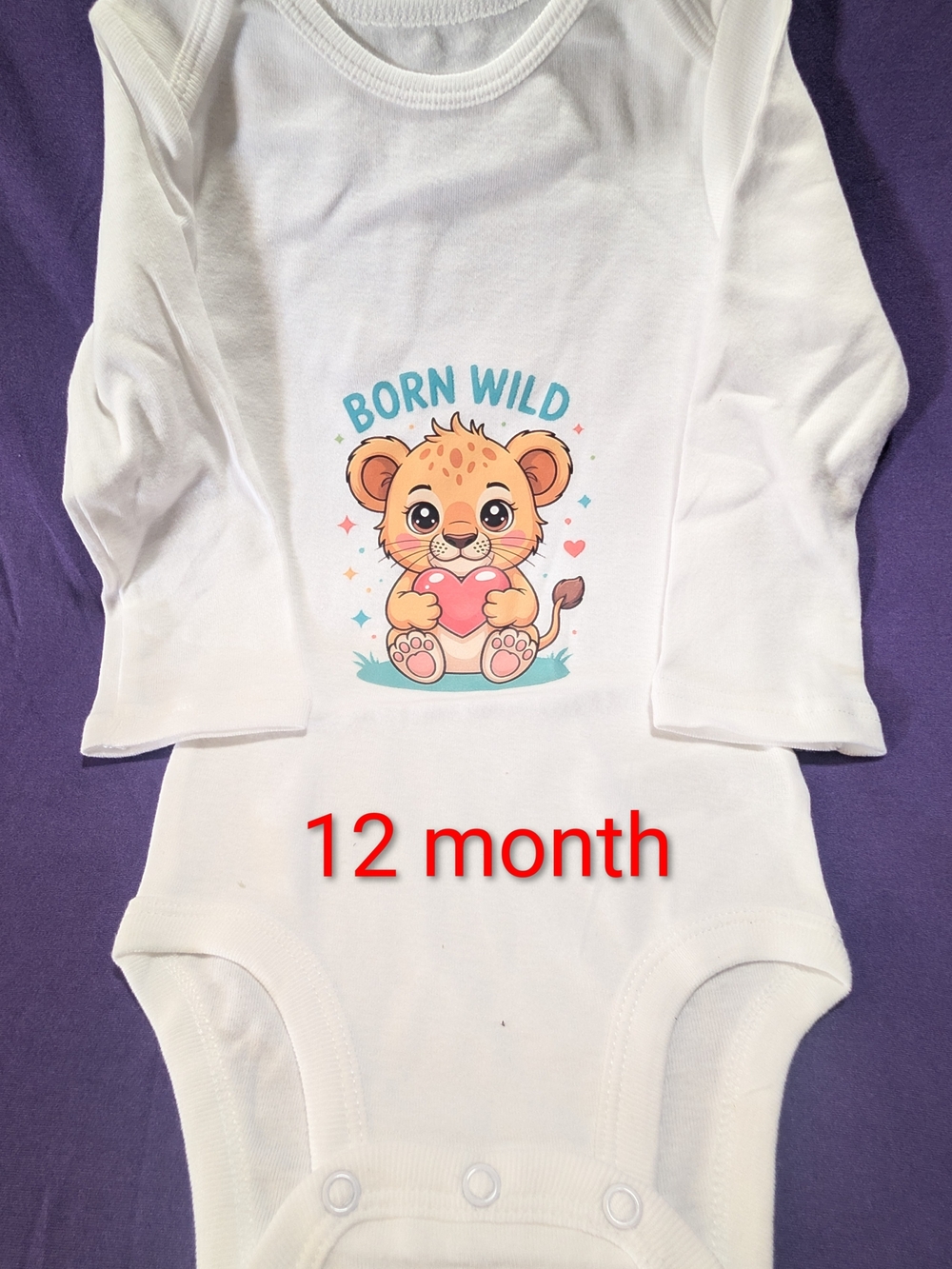 Carter's White Long-Sleeve Baby Bodysuit with Cute Lion Graphic